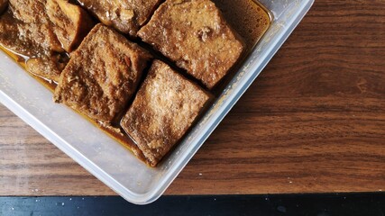 stew tofu with a special flavored soy sauce