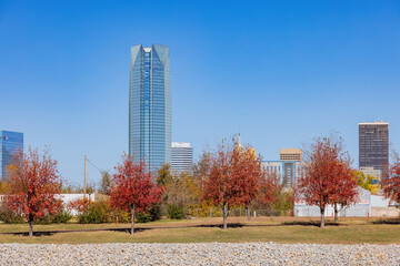 Sunny view of the Oklahoma skyline and cityscape