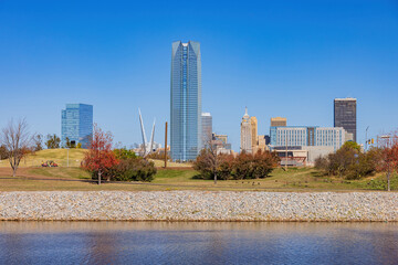 Sunny view of the Oklahoma skyline and cityscape
