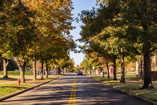 Beautiful fall color view of the campus of Univeristy of Oklahoma