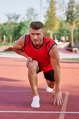 Obraz premium sports man workout fitness lifestyle summer health