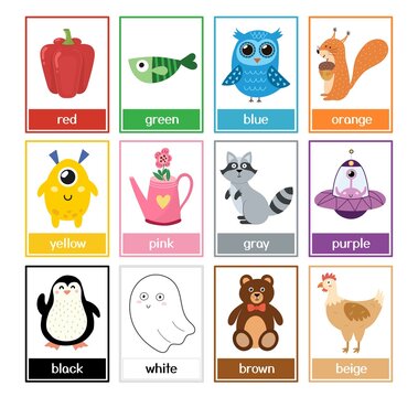 Vetor do Stock: Learn basic 2D shapes with their vocabulary names in  English. Colorful shape flash cards for preschool learning. Illustration of  a simple 2 dimensional flat shape symbol set for education.