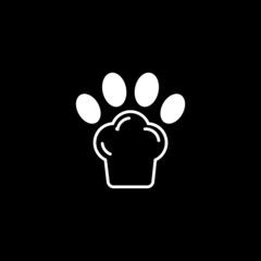 dog paw cake logo design , paw dog logo design icon vector image ,paw logo 
