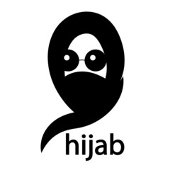 Hijab logo with closed face, vector art illustration.