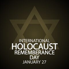 International Holocaust Remembrance Day 27 january banner with star of david, vector art illustration.