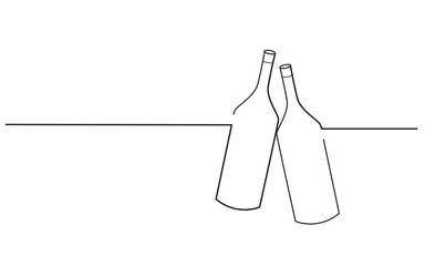 Two bottle cheers isolated on white background. For web site, poster, placard, party card and ad. Useful for advertisment, marketing and advert. Creative modern concept, vector illustration