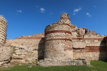 Fototapeta na wymiar Fortifications at the entrance of Nessebar old town, Bulgaria