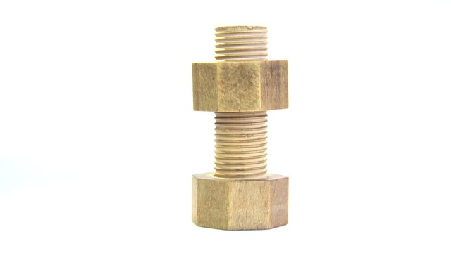 wooden bolt rotating on a white background.