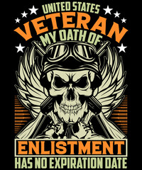 united states veteran my oath of enlistment has no expiration date t-shirt design