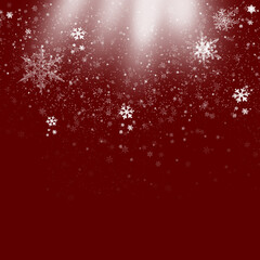 Obraz na płótnie Canvas Red Winter Background with snowflakes and sparkles. Christmas card