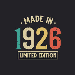Vintage 1926 birthday, Made in 1926 Limited Edition