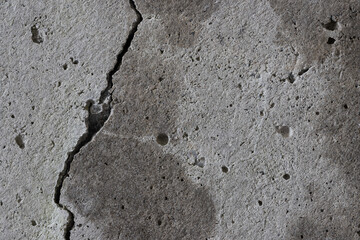 Texture of old cracked concrete wall. Rough gray concrete surface. Great for background and design. Close-up. High resolution.