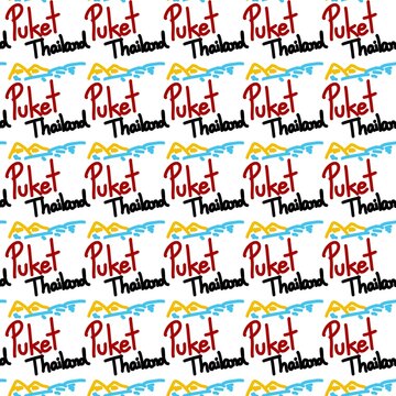 seamless pattern of text puket Thailand