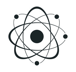 Atom icon in flat design. Set molecule symbol or atom symbol isolated. Vector illustration