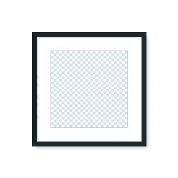 Photo picture frame on wall, vector white mockup or empty poster. Empty photo frame mockup for pictures or photograph, realistic 3D blank template. Vector illustration