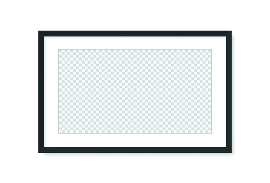 Photo picture frame on wall, vector white mockup or empty poster. Empty photo frame mockup for pictures or photograph, realistic 3D blank template. Vector illustration
