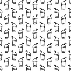 seamless pattern of tea glass cartoon