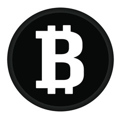 Ícone de sinal do ícone de bilhões, ilustração vetorial para negócios e finanças, preto e branco apenas, e-commerce com símbolo de bitcoin. 