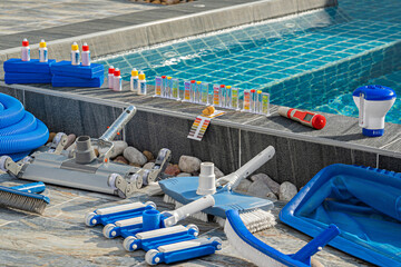 Service and maintenance of the pool.Check the PH of the pool.Liquid test the pH of the pool. Kit...