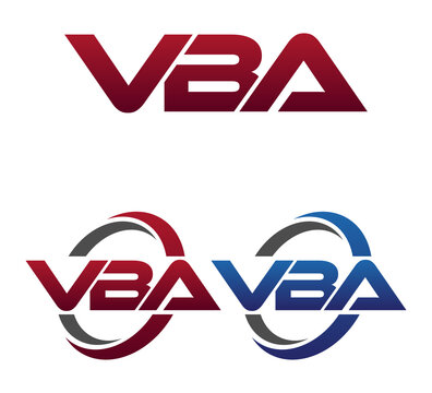 Modern 3 Letters Initial logo Vector Swoosh Red Blue VBA