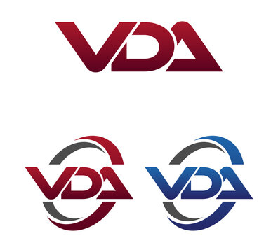 Modern 3 Letters Initial logo Vector Swoosh Red Blue VDA
