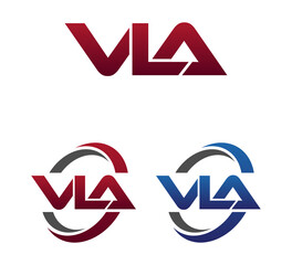 Modern 3 Letters Initial logo Vector Swoosh Red Blue VLA