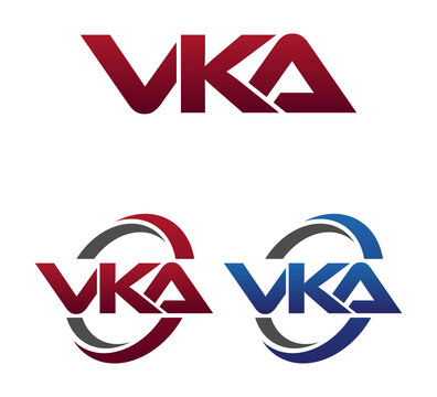 Modern 3 Letters Initial logo Vector Swoosh Red Blue VKA