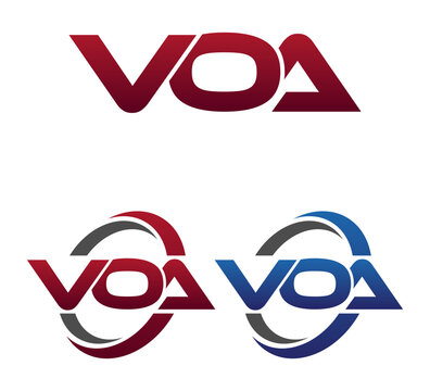 Modern 3 Letters Initial logo Vector Swoosh Red Blue VOA