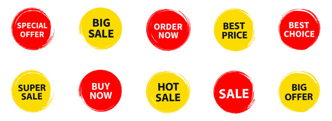 Sale set of watercolor Premium Quality Badges collection. Vector illustration