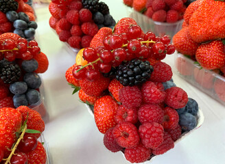 Berries on the market counter