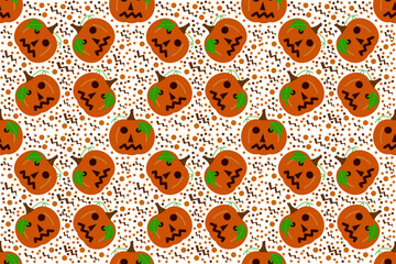Halloween festival pumpkin pattern seamless wallpaper on white background.