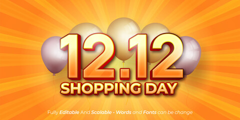 Editable text effect 12.12 online shopping sale poster or flyer design
