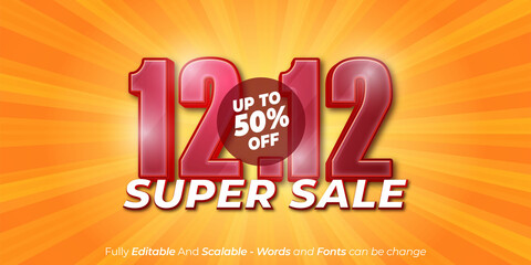 Editable text effect 12.12  super sale poster or flyer design
