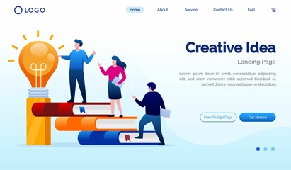 Creative idea landing page website illustration flat vector template 