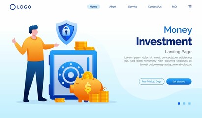 Money Investment landing page website illustration vector flat design 