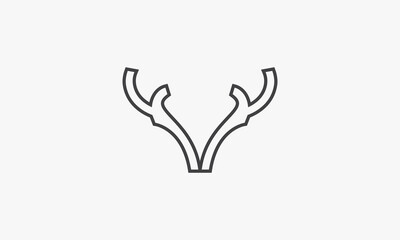 line icon simple antler isolated on white background.