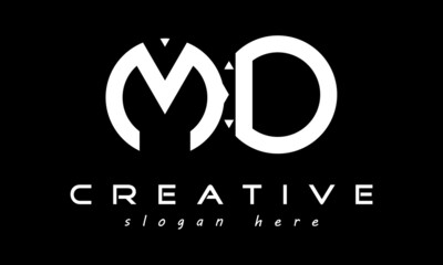 circle MD geometric monogram letters logo design vector, business logo, icon shape logo, rectangle squire polygon letters modern unique minimalist creative logo design, vector template