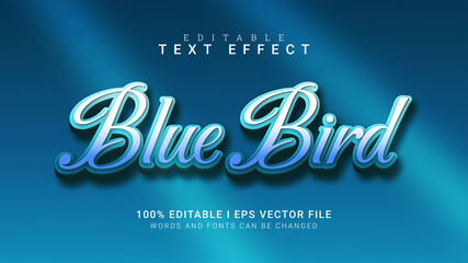 blue bird editable text effect vector illustration