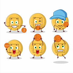 Talented dalgona candy square cartoon character as a basketball athlete