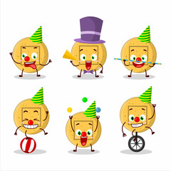 Cartoon character of dalgona candy square with various circus shows