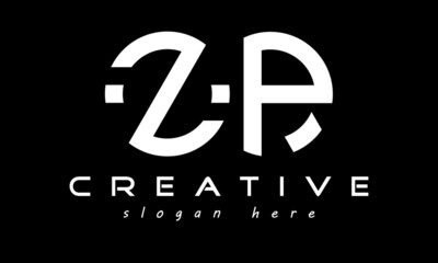 circle ZP geometric monogram letters logo design vector, business logo, icon shape logo, rectangle squire polygon letters modern unique minimalist creative logo design, vector template