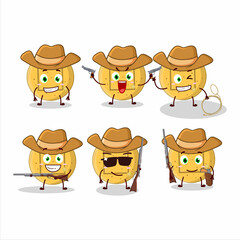 Cool cowboy dalgona candy square cartoon character with a cute hat