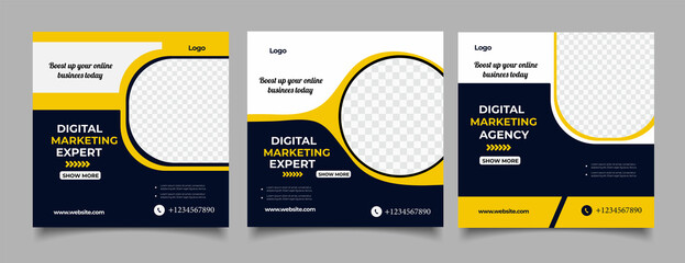 Digital marketing expert instagram post and social media banner template	