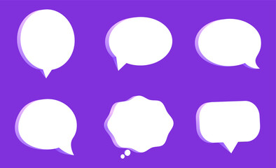 3d purple speech bubble chat icon collection set poster and sticker concept Banner. concept of social media messages. 3d render illustration