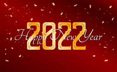 2022 HAPPY NEW YEAR script text hand lettering. Design template Celebration typography poster, banner or greeting card for Merry Christmas and happy new year. Vector Illustration