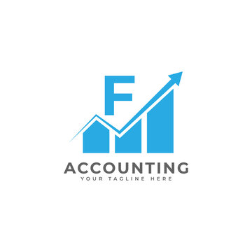 Initial Letter F Chart Bar Finance Logo Design Inspiration
