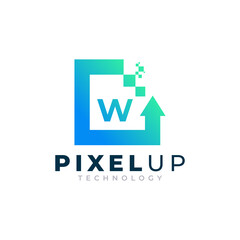 Initial Letter W with Arrow Pixel Logo Design Inspiration