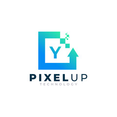Initial Letter Y with Arrow Pixel Logo Design Inspiration