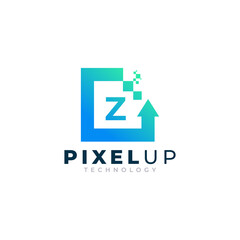 Obraz premium Initial Letter Z with Arrow Pixel Logo Design Inspiration