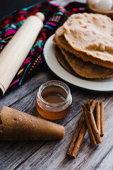 mexican buñuelos recipe and ingredients of traditional dessert for Christmas in Mexico